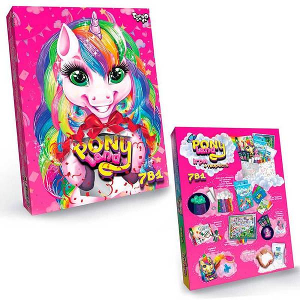 Набір креативної творчості Pony Land 7в1 Danko Toys PL-01-01U дитячий Поні Єдиноріг пластилін світиться гра