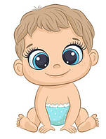 Наклейка для ростової фігури "Малюк хлопчик, з великими очима" 80х52 см/інтер'єрна наклейка (без обрізу по контуру)