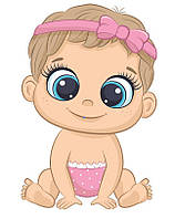 Наклейка для ростової фігури "Малюк дівчинка, з великими очима" 80х52 см/інтер'єрна наклейка (без обрізу по контуру)