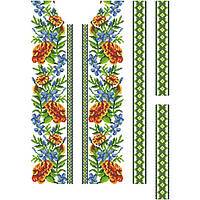 Заготовка мужской вставки для сорочки Мамины бархатцы для вышивки бисером Барвиста Вишиванка ВЧ095кБнннн