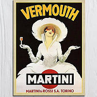 Декоративна металева табличка для інтер'єру Martini Vermouth 20 * 30см. Металева вивіска для декору Мартіні Вермут