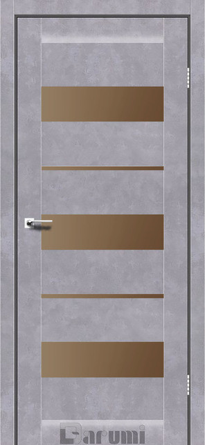 Міжкімнатні двері Дарумі/ Darumi MARSEL Бетон сірий зі склом сатин бронза