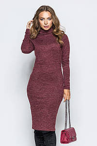 Тепле жіноче плаття-гольф, марсала, ангора-софт