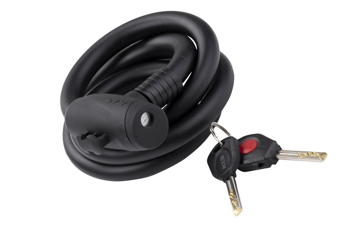 Замок тросиковий під ключ KLS Hardcoil 15х1800мм чорний