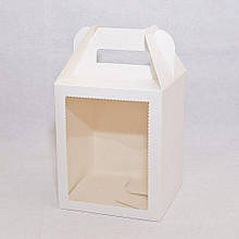 Коробка для паски, пряничного будиночка, подарунків із вікном Біла 165*165*200