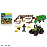 Игровой набор "Ферма" арт. 550-4K (24шт/2) трактор с прицепом,фигурки,инструменты,в коробке 24*18,5*9см