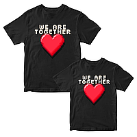 Парные черные футболки для влюбленных с принтом "We Are Together. Мы вместе" Push IT
