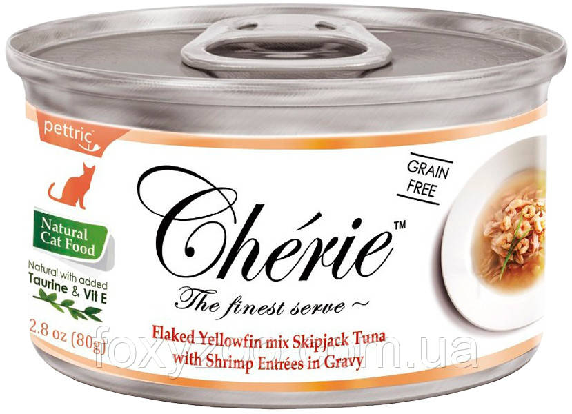 Консерви для кішок Pettric Cherie Adult Hairball Control з тунцем і креветками 80 гр