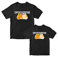 Парные черные футболки для влюбленных с принтом "Together Forever. Вместе навсегда" Push IT