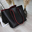 Велика жіноча сумка-шопер із високими ручками Чорна, фото 4
