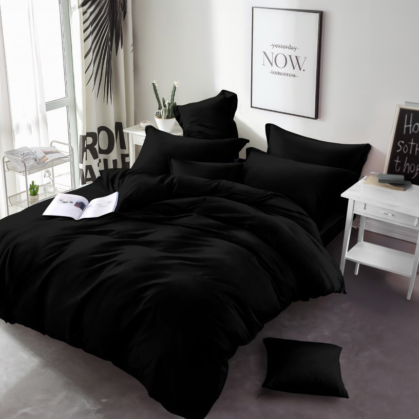 Наволочка на блискавці 70х70 (Бязь) | Від виробника "Королева Ночі" | Однотонний чорний, фото 1