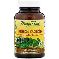 Сбалансированный комплекс витаминов В, Balanced B Complex, MegaFood, 30 таблеток UM, код: 2337663