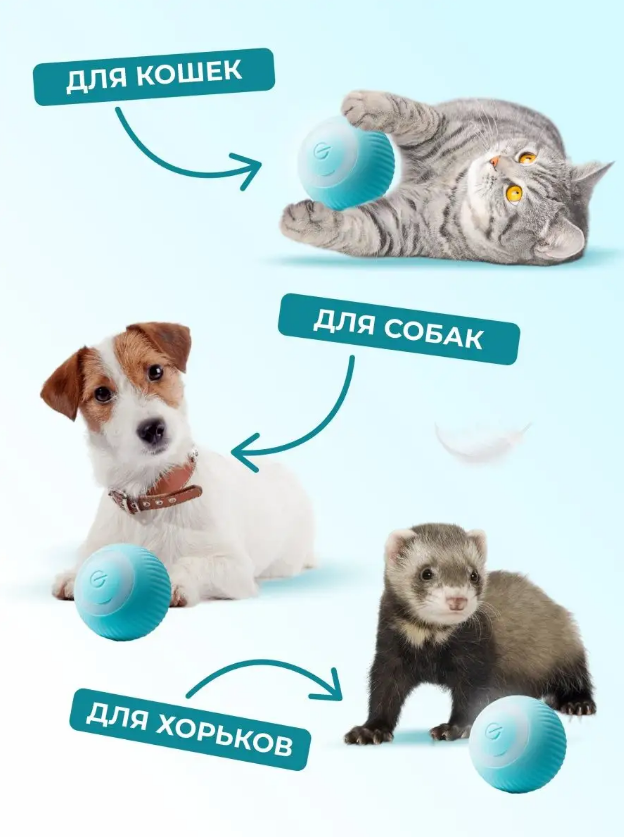 Іграшка розумний автоматичний інтерактивний м'ячик для кошеня домашніх тварин