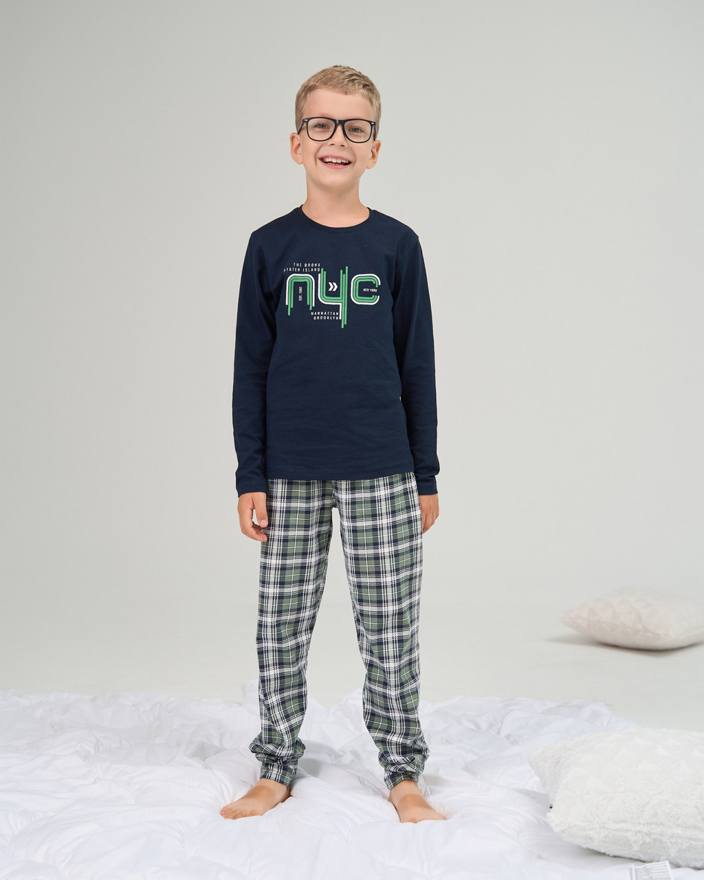 Підліткова піжама для хлопчика комплект домашнійТуреччинаTom John Family Look 89933с синя