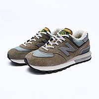 Мужские зимние кроссовки New Balance 574 Legacy X Stone Island (коричневые с серым) модные кроссы 2532