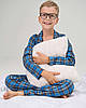 Підліткова бавовняна піжама для хлопчика комплект домашній на гудзиків ТуреччинаTom John Family Look 89930с синя, фото 3