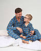 Підліткова бавовняна піжама для хлопчика комплект домашній на гудзиків ТуреччинаTom John Family Look 89930с синя, фото 4