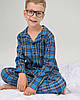 Підліткова бавовняна піжама для хлопчика комплект домашній на гудзиків ТуреччинаTom John Family Look 89930с синя, фото 6