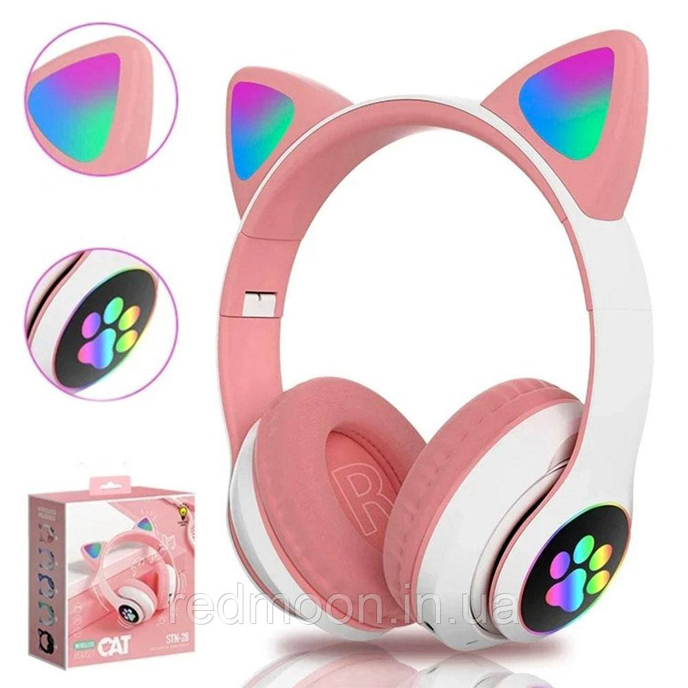 Наушники с кошачьими ушками и подсветкой, Розовые, CAT VZV-23M ...