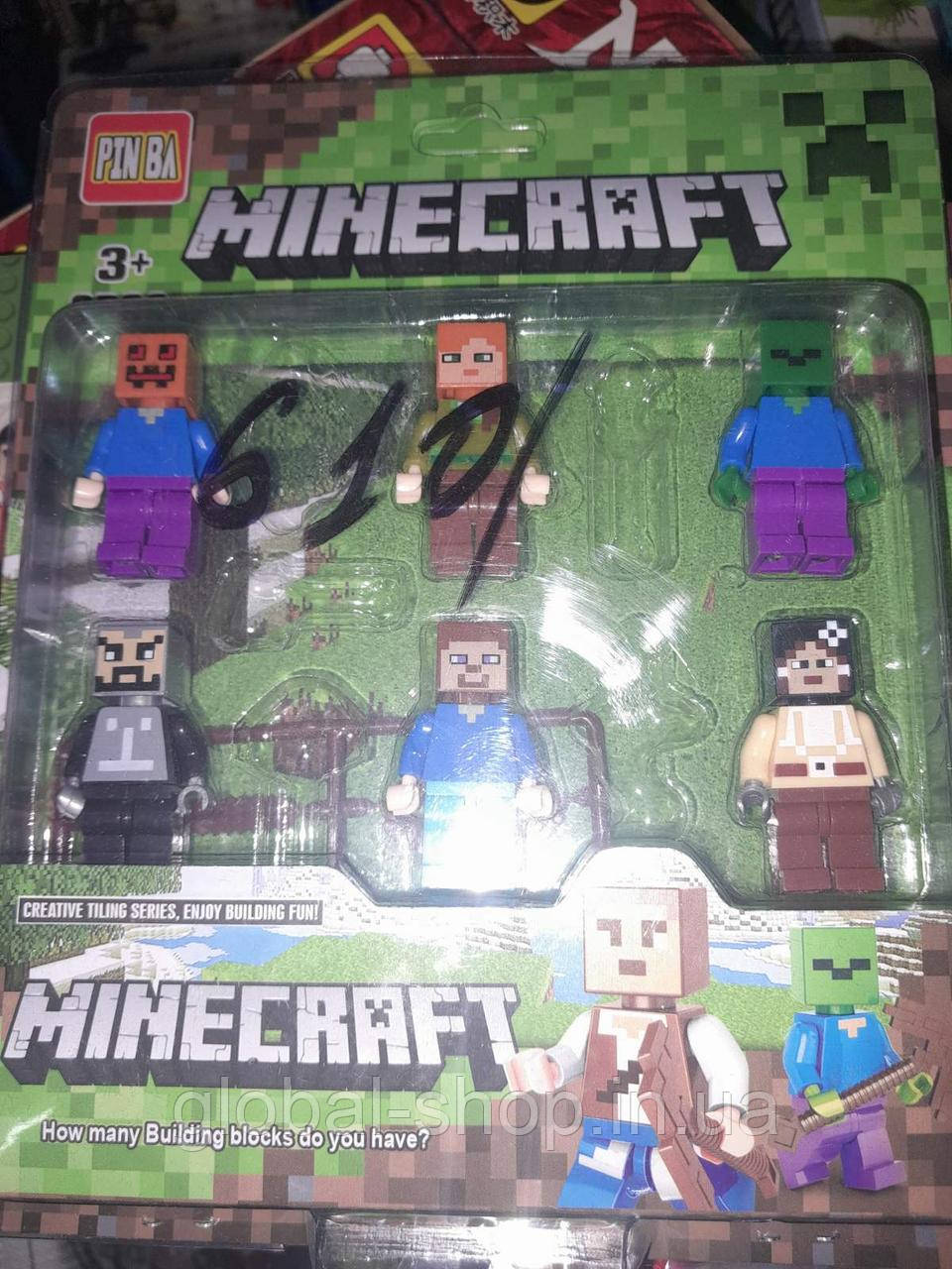 Набір фігурок, герої Minecraft, майнкрафт 6 шт.