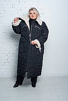 Зимнее стеганное пальто "Джоли" с эко-мехом 74-76