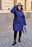 Женская теплая куртка-пальто больших размеров