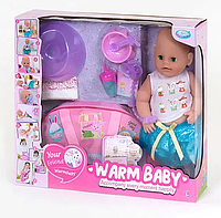 Пупс функциональный Warm Baby WZJ 056 B (8 функций звуковые эффекты) Кукла Беби Борн, Интерактивный пупс