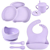 Набор силиконовой посуды 2Life Y2 из 7 предметов на присоске Фиолетовый n-11283