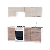 Кухня Эко набор 2.0 со столешницей и накладной мойкой (Правая) Эверест Комби Ясень Шимо темный Светлый