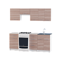 Кухня Эко набор 2.0 со столешницей и накладной мойкой (Правая) Эверест Ясень Шимо темный
