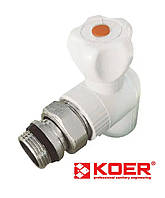 Кран радіаторний кутовий з системою "антипротечка"ППР Koer 25x3/4 (Чехія) K0162