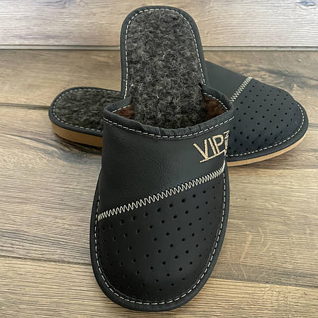 Шкіряні тапочки зимові, чоловічі ТЗМ1, фото 1