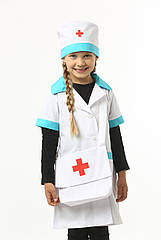 Костюм дитячий ігровий "Маленький лікар" для фотосесії / Халат, сумка та шапочка медичні карнавальні