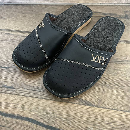 Шкіряні тапочки зимові, чоловічі ТЗМ1, фото 2