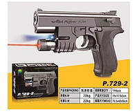 Игрушечный Пистолет арт.729-2 (144шт) батар.,свет,лазер,пульки,в коробке 16*10,5см