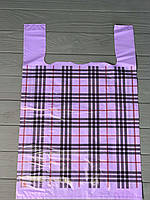 Пакет майка 45х70 см (100шт) Багажка №4 Фиолетовый клетка