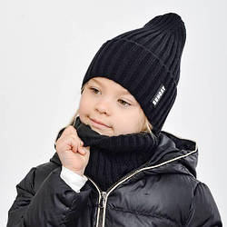 Молодіжний  зимовий комплект шапка + бафф колір чорний