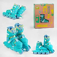 Ролики дитячі для початківців розмір 26-29 76933-XS Блакитні, колеса PU — безшумні, світні