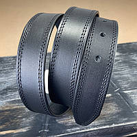 Кожаный ремень чёрного цвета ширина 35 мм пряжка классическая