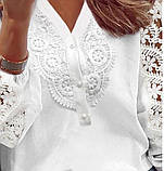 Блузка біла, модна, ошатна, великий розмір, фото 2