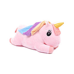 Плюшева іграшка-плед подушка єдиноріг рожевий