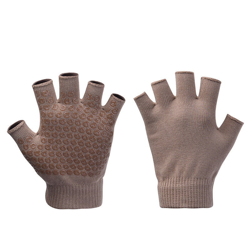 Рукавички для Йоги Yoga Gloves (Прозоре Силіконове Покриття), темно-бежевий