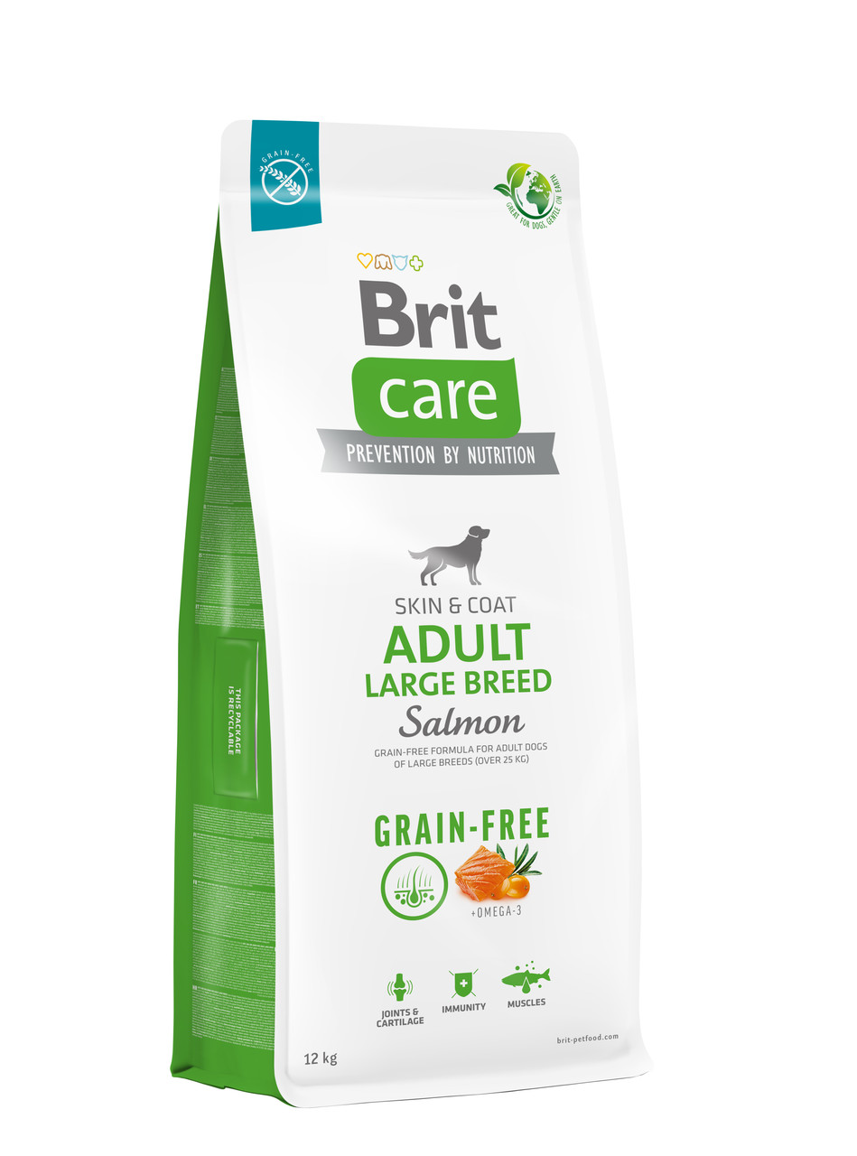 Сухий Беззерновий Корм для Собак Великих Порід Brit Care (Бріт Каре) з лососем і картоплею 12 кг