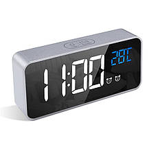 Настільний електронний годинник Mids з акумулятором і термометром,срібні.