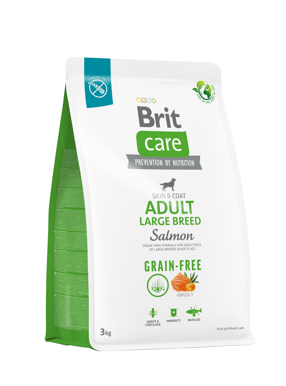 Сухий Беззерновий Корм для Дорослих Собак Великих Порід Brit Care (Бріт Каре) з лососем і картоплею 3 кг