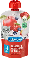 Детское фруктовое пюре babylove Bio Erdbeere & Heidelbeere in Apfel с 1 года, 100 гр