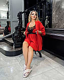 Шикарний жіночий домашній комплект із нічною сорочкою та халатом великого розміру, фото 2