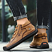 Осінні чоловічі шкіряні черевики виготовлені з довговічної PU шкіри стійкі до розривів 42р золото, фото 2