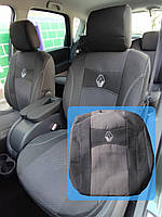 Чехлы для автомобильных сидений черно-серые Renault Logan MCV 7 мест 2009- разделенный Авточехлы в машину
