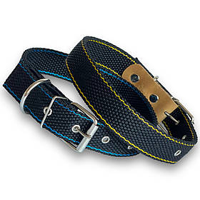 Нашийник нейлоновий подвійний для собак, Чорний. Нейлонові нашийники для собак 35 мм, обхват шиї 45 - 60 см